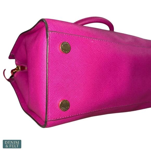 Michael Kors Selma Large Saffiano Leather Satchel Tote Bag Fuchsia Pink - Picture 10 of 14